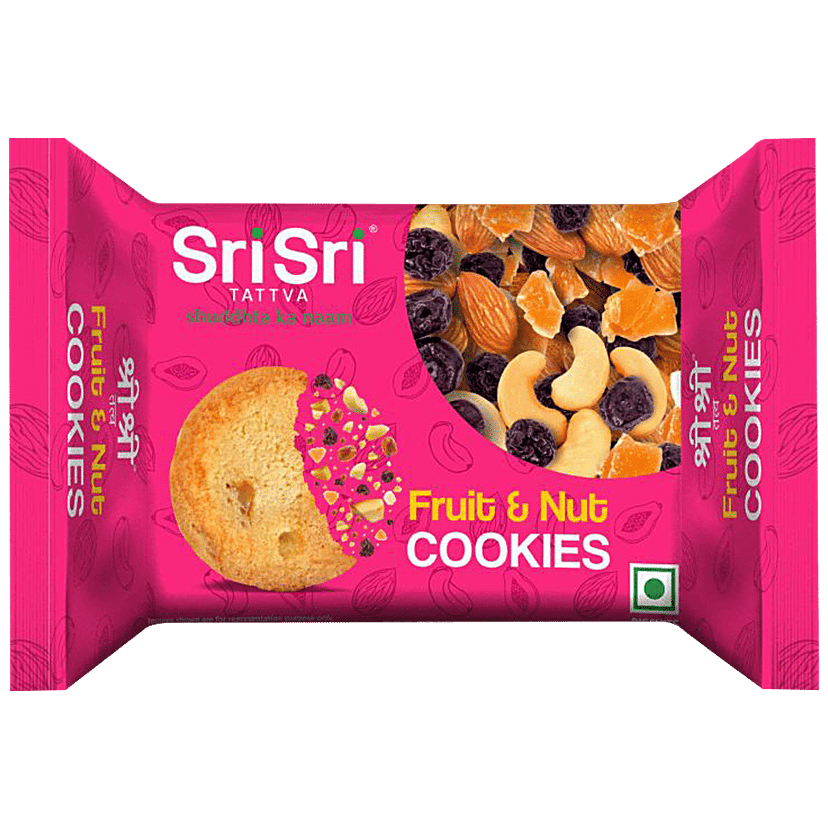 Sri Sri Tattva Fruit & Nut Cookies - Crispy, Crunchy, Perfect Snack, 90 g
