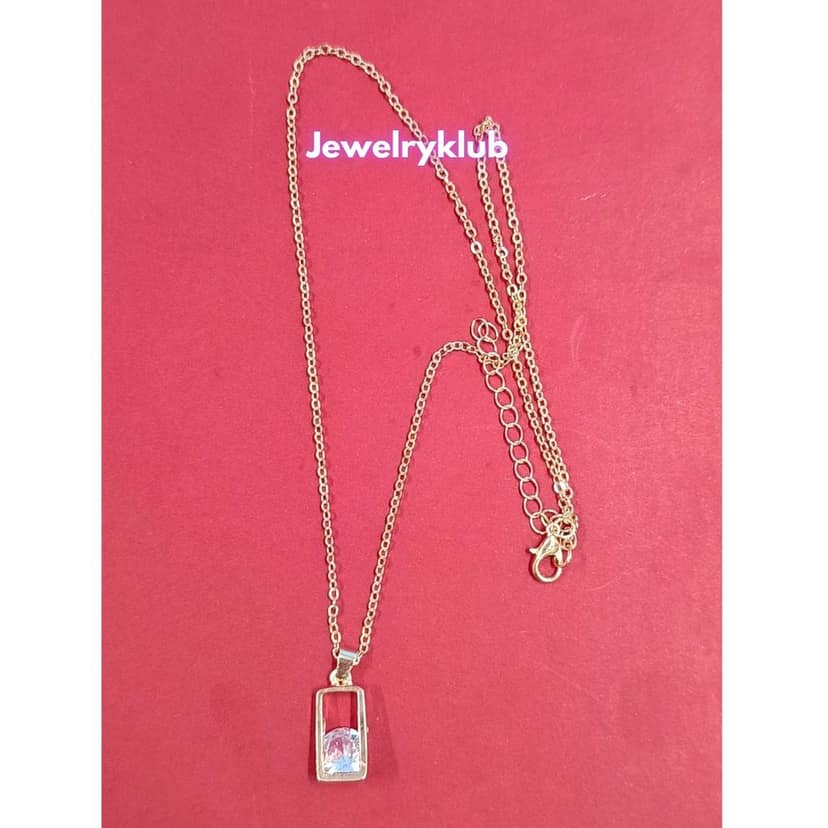 Jewelryklub AD Cubic Zirconia Pendant Necklace Chain For Women Girls Anti Tarnish Stainless Steel Rose Gold Design 7 view 2
