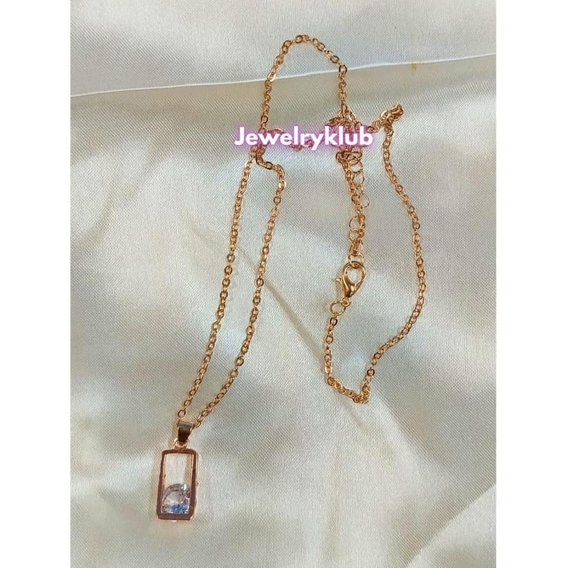 Jewelryklub AD Cubic Zirconia Pendant Necklace Chain For Women Girls Anti Tarnish Stainless Steel Rose Gold Design 7 view 3