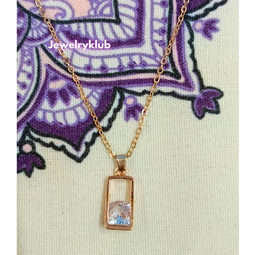 Jewelryklub AD Cubic Zirconia Pendant Necklace Chain For Women Girls Anti Tarnish Stainless Steel Rose Gold Design 7 view 4