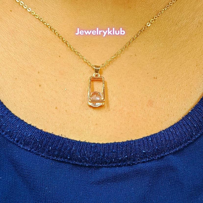 Jewelryklub AD Cubic Zirconia Pendant Necklace Chain For Women Girls Anti Tarnish Stainless Steel Rose Gold Design 7 view 5