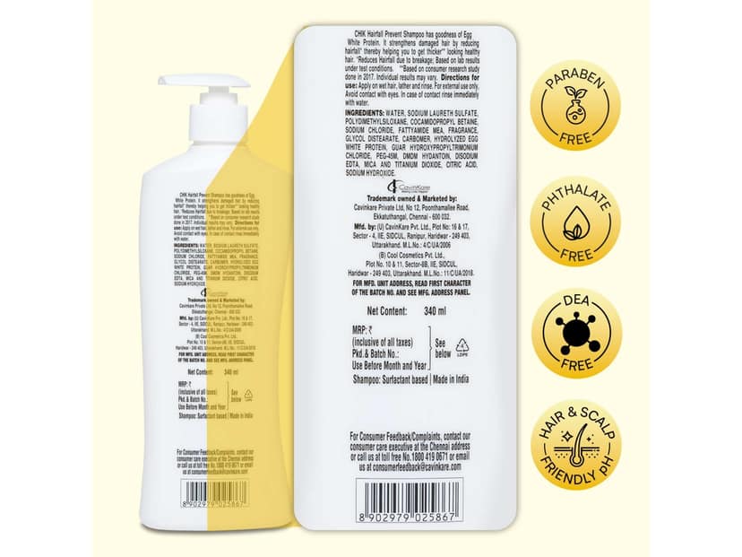 Chik Protein Solution Hairfall Prevent Shampoo, With Goodness Of Egg White, For Thick And Healthier Hair, For Men and Women, 340 ml view 2