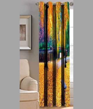 BELLA TRUE Floral Semi-Transparent Curtain 9 ft Pack of 1 Yellow
