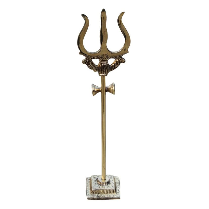 Brass Trishul No. 2, Height : 10.1 Inch (ZMAS138 D) view 2