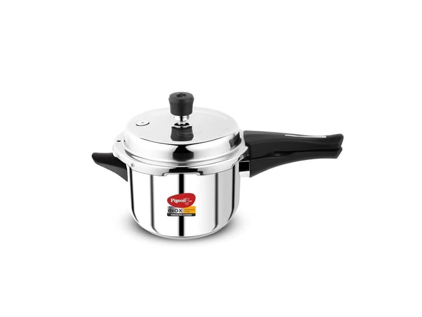 Pigeon Inox Stainless Steel Pressure Cooker Outer Lid, Induction Base, Silver - 2 Litre