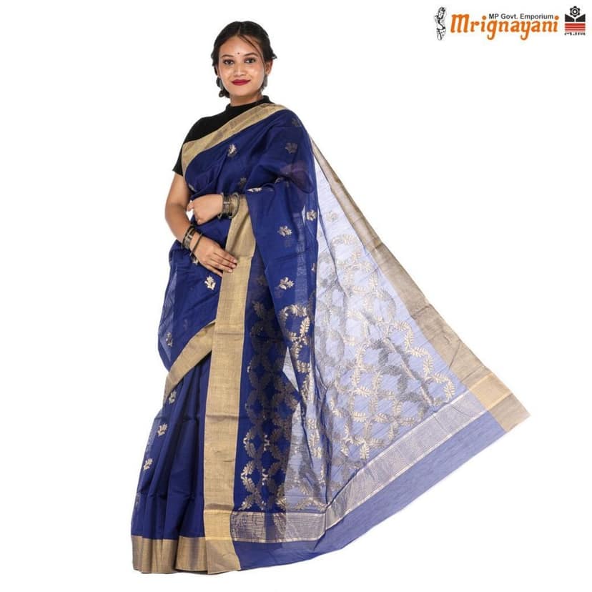 HANDLOOM CHANDERI SILK SAREE WITH BLOUSE (SKU - 1SC110270222 SAREE-1032) view 2