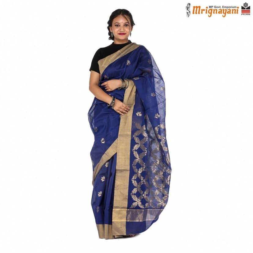 HANDLOOM CHANDERI SILK SAREE WITH BLOUSE (SKU - 1SC110270222 SAREE-1032) view 4