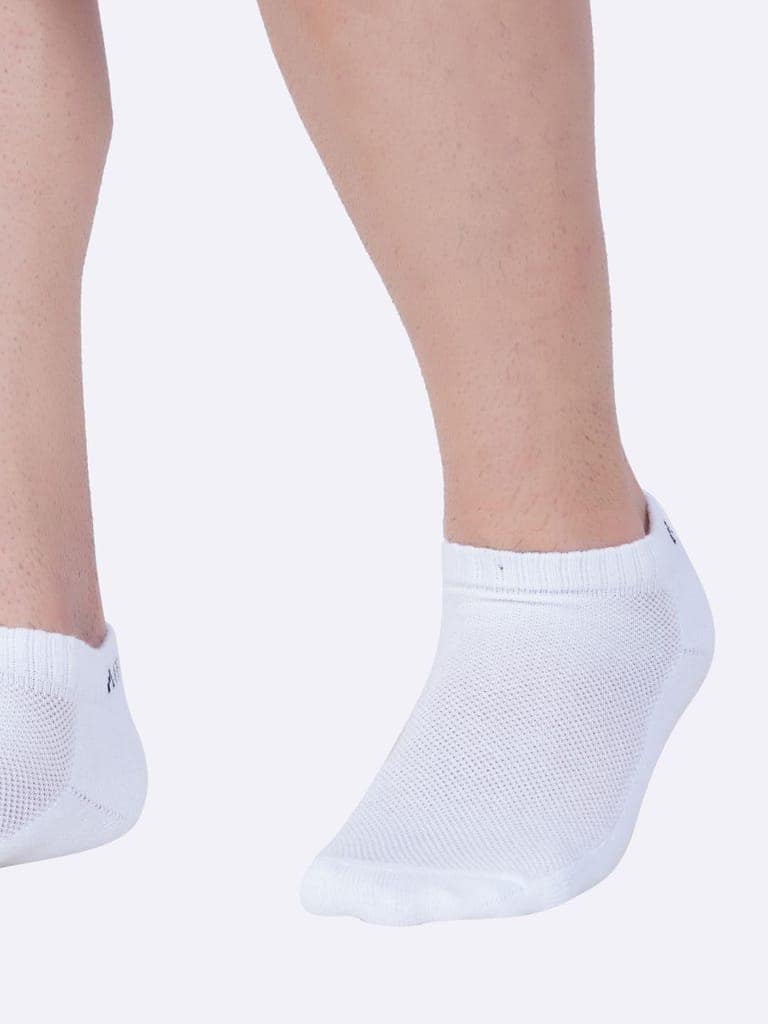 AirGarb Cushioned Low Ankle Socks for Men and Women Made with Cotton & Spandex Pack of 4 - LAP4W (Free Size) White view 6