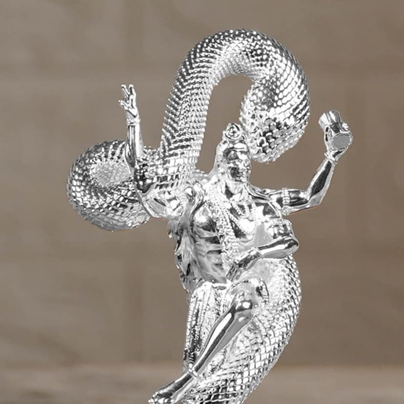 Artarium Silver Platted Mystical Shiva Mahadev Murti Shiva Statue for Car Dashboard Silver Gift Item, Statue Suitable to Store in Pooja Room,Office Pack of 1 view 2