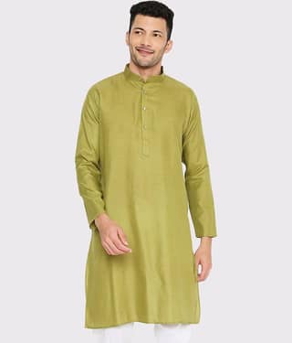 Maharaja - Dark Green Cotton Blend Men's Regular Kurta ( Pack of 1 )