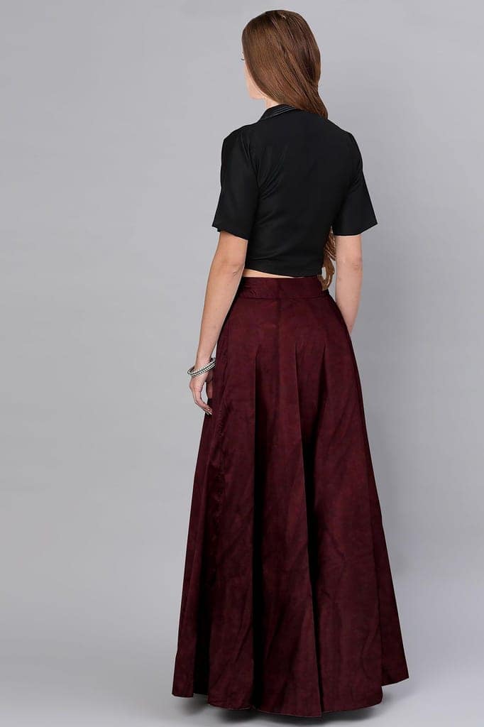 Garvi Gurjari (A Gujarat Govt Enterprise Women Handmade Plain Mashru Silk Long Skirt(GGCPMS13) Brown view 2