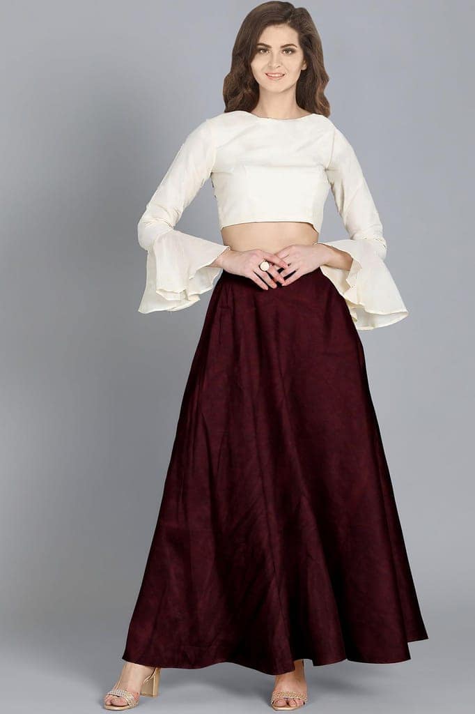 Garvi Gurjari (A Gujarat Govt Enterprise Women Handmade Plain Mashru Silk Long Skirt(GGCPMS13) Brown view 4