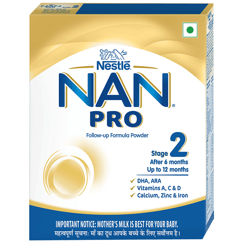 Nestle Nan Pro 2 Follow-Up Formula Powder - After 6 Months, Up To 12 Months, Stage 2, 400 G Bag-In-Box