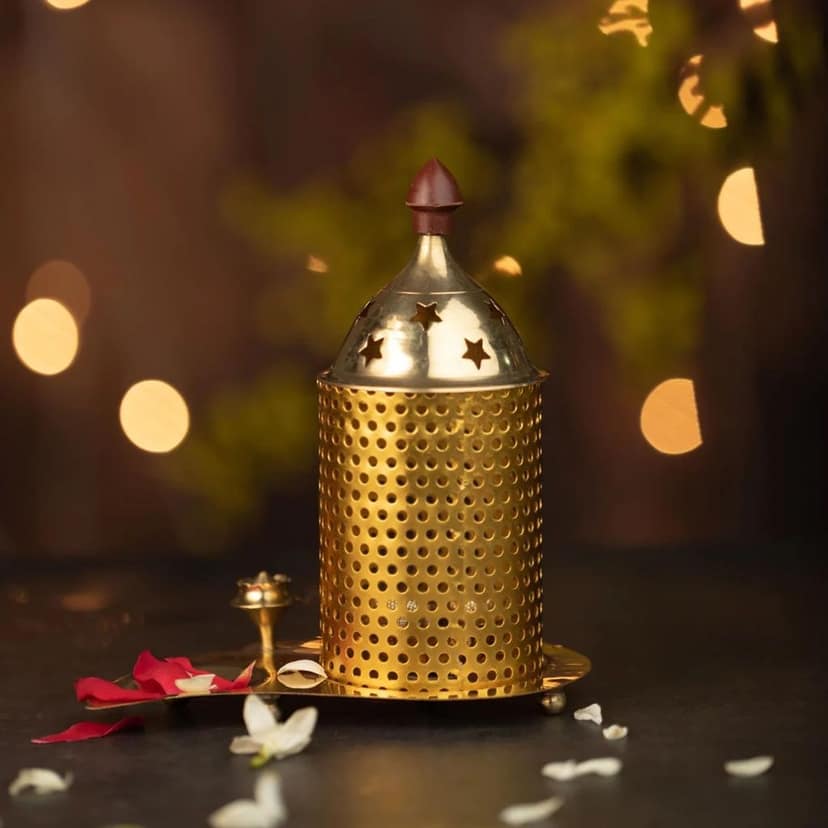 Brass Table Decor Oil Lamp, Deepak - Antique Finish Deepak for Temple D?cor, Height : 4.5 Inch (ZMAS543 A) view 3