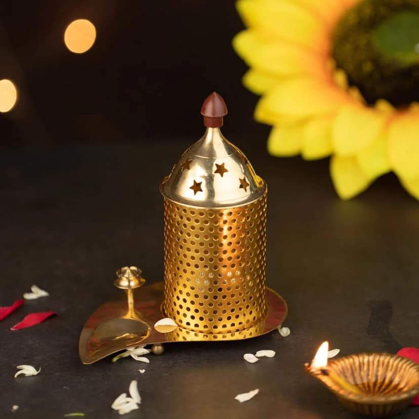 Brass Table Decor Oil Lamp, Deepak - Antique Finish Deepak for Temple D?cor, Height : 4.5 Inch (ZMAS543 A) view 4