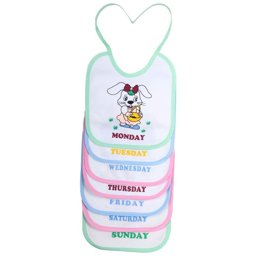 FAIRBIZPS Soft Cotton Baby Bibs Washable Waterproof 7 Days Printed Baby Bibs Apron for Baby Feeding (Pack of 7) view 2