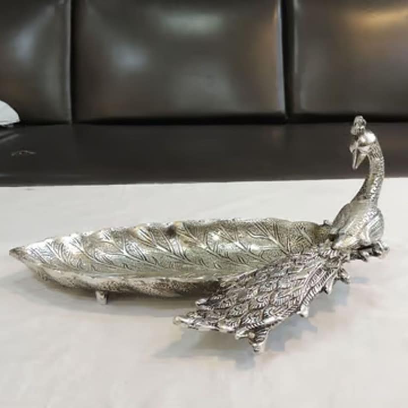Aluminium Showpiece Peacock Plate, Height : 5.5 Inch (ASMAS508 S) view 3