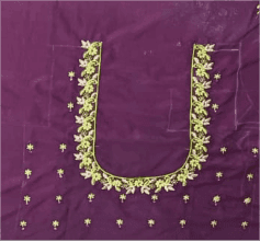 Purple Blouse with Floral Embroidery - Elegant & Exquisite