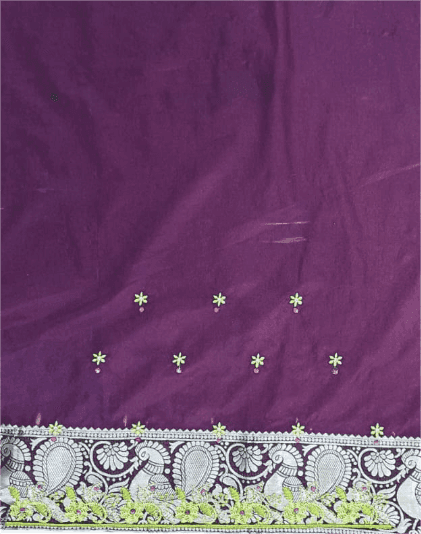 Purple Blouse with Floral Embroidery - Elegant & Exquisite view 3