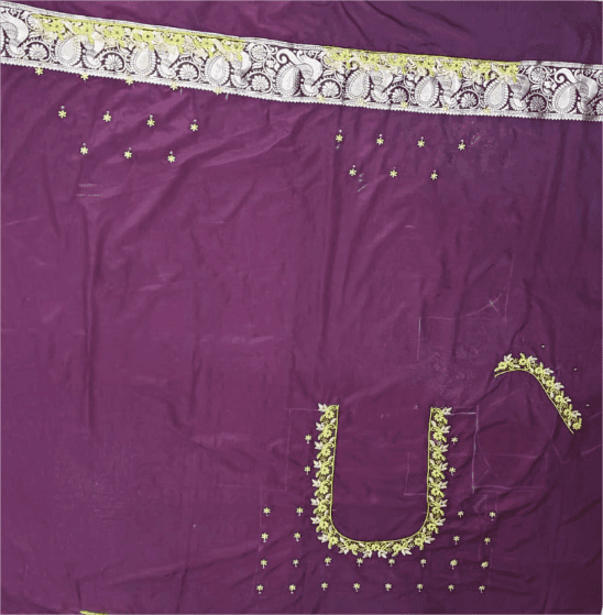 Purple Blouse with Floral Embroidery - Elegant & Exquisite view 4
