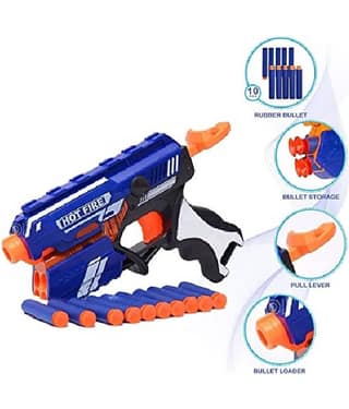 AURAPURO Blaze Blaster Storm Hot Fire Shooting Toy Gun with 10 Soft Foam Bullets Perfect Guns for Boys Kids