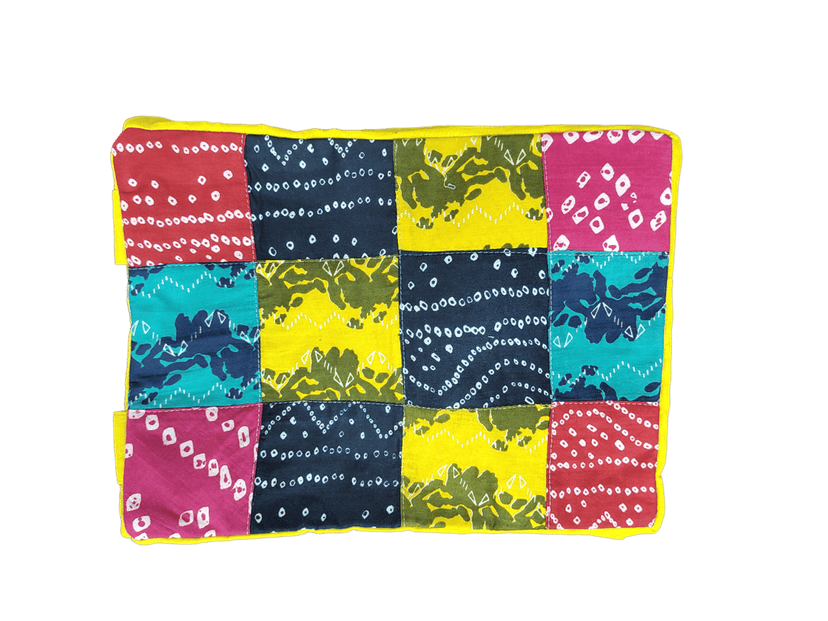 NIRJHARI Handmade Cotton Cloth Patchwork Handbag Yellow & Black (Small) Pack of 1 view 2