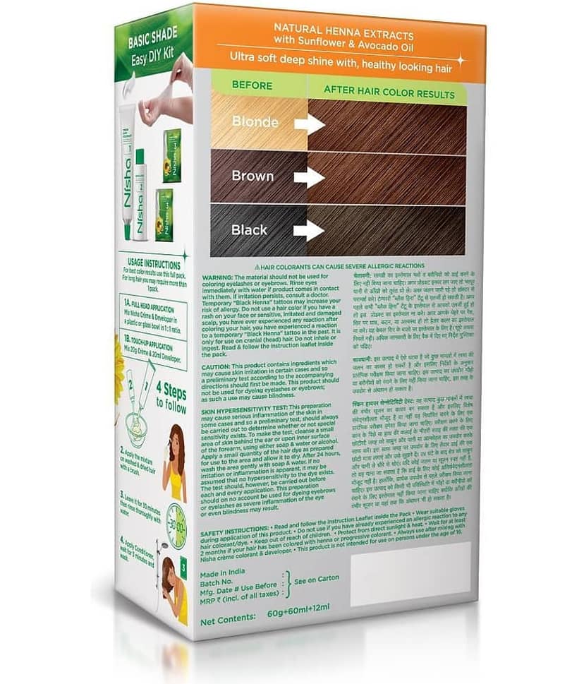 Nisha Creme Hair Color 4.0 Natural Brown 120g, Permanent Hair Color for Women & Men, Ammonia Free Hair Colour view 2