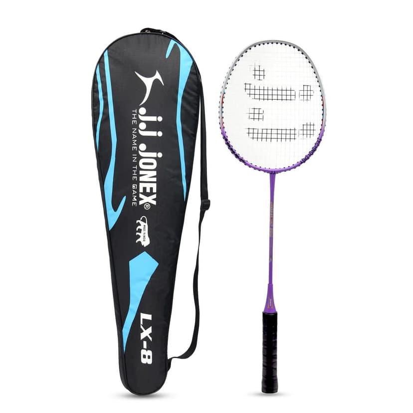 JJ Jonex LX-8 Badminton Racket Aluminium Badminton Racket with Full Cover | One-Piece Frame, PVC Foam Embossed Grip for Comfortable Feel, Balanced Swing Weight for Power & Control