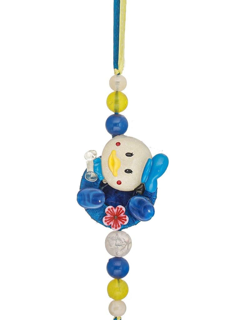Blue Donald Duck Toy Ribbon Handcrafted Rakhi for Boys or Girls with 999 Pure Silver King George 1 gram Silver Coin view 4