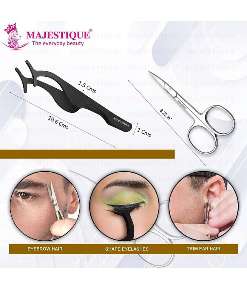 Majestique Professional 2Pcs Set Pointed Small Scissor & Eyelash Curlers Extension Applicator view 2