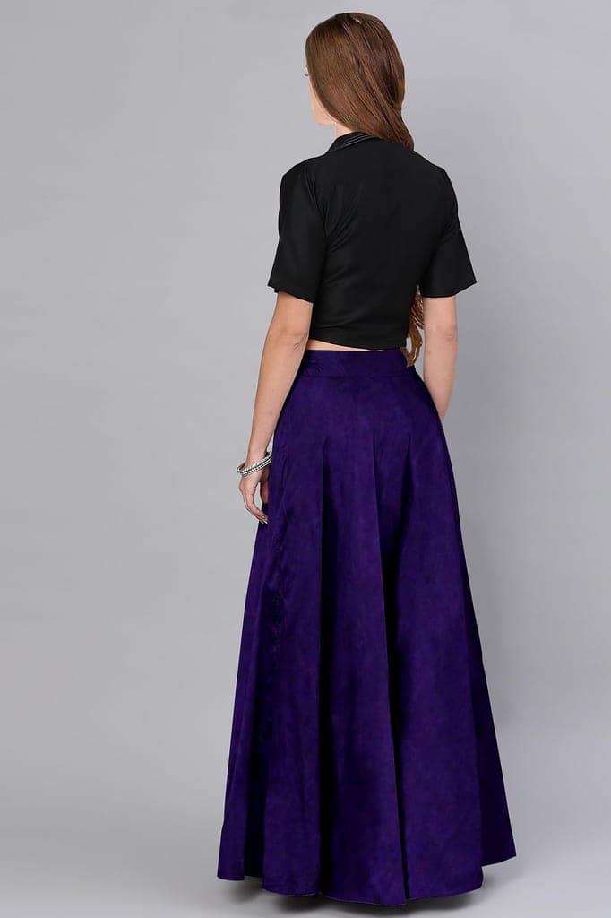 Garvi Gurjari (A Gujarat Govt Enterprise Women Handmade Plain Mashru Silk Long Skirt(GGCPMS07) Purple view 2