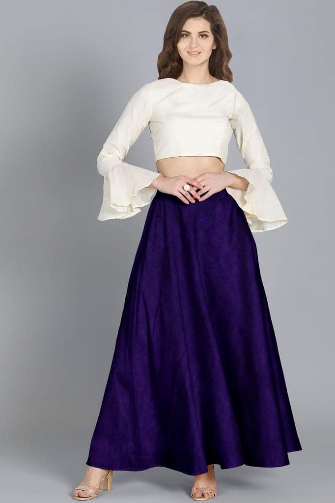 Garvi Gurjari (A Gujarat Govt Enterprise Women Handmade Plain Mashru Silk Long Skirt(GGCPMS07) Purple view 4
