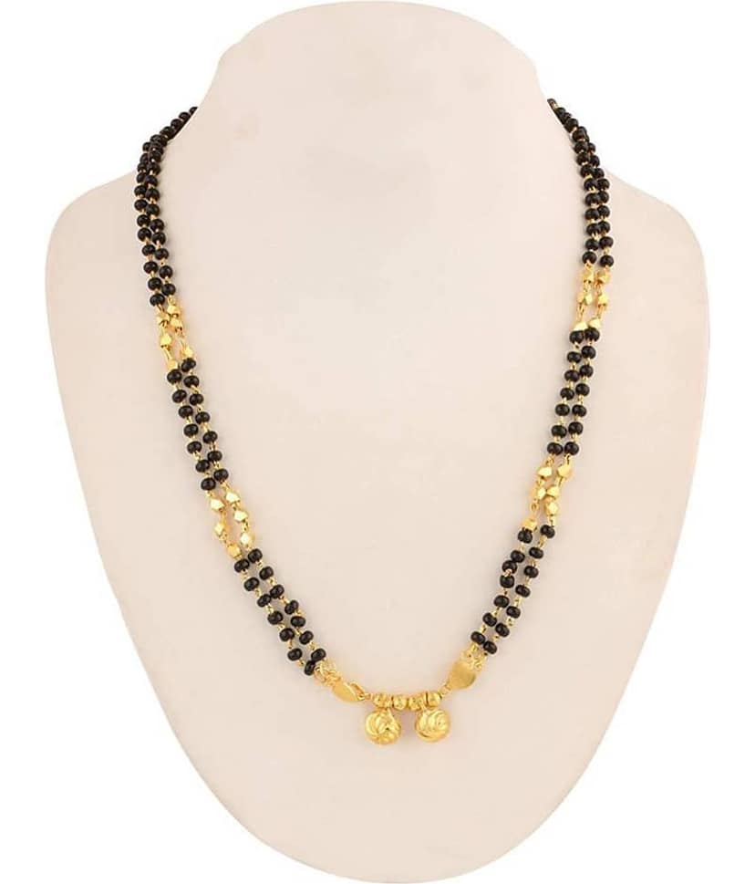 shankhraj mall gold plated black bead short mangalsutra for women-10024 view 2