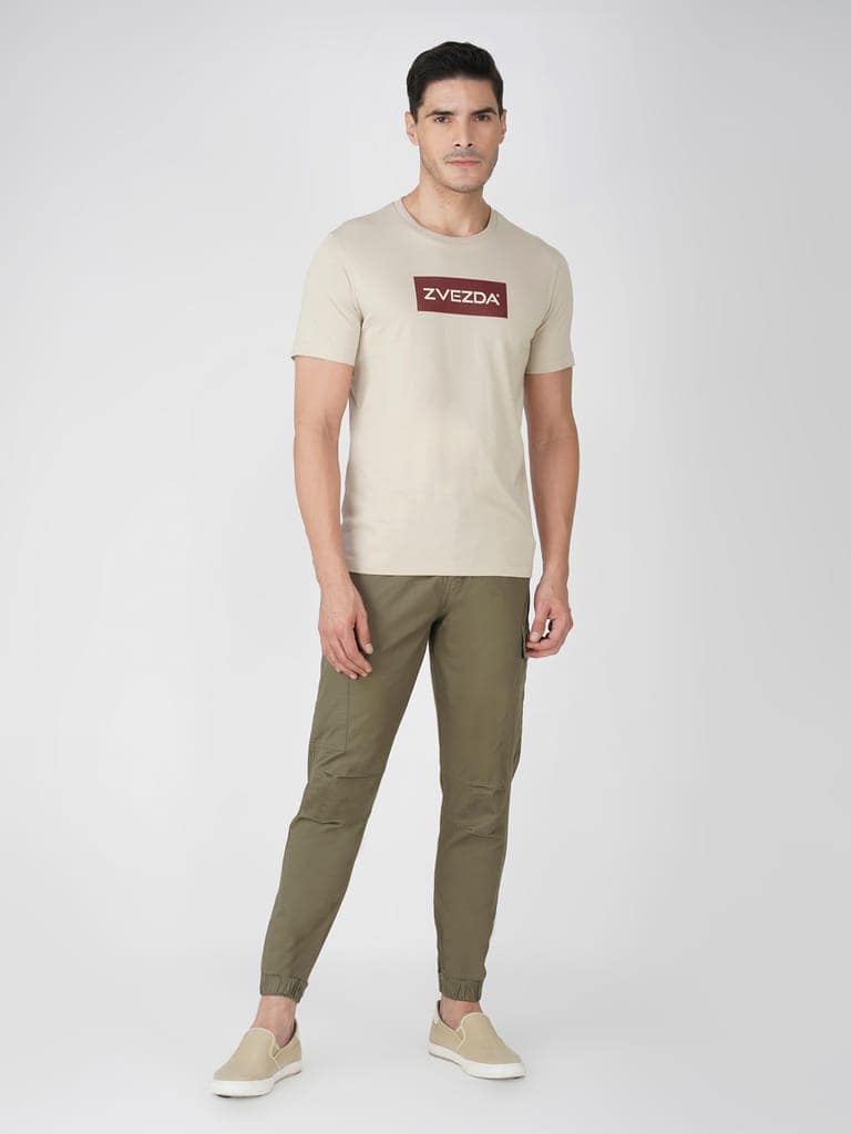Men’s Branded Lightweight Cotton Round Neck T-Shirt-Grey view 5