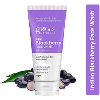 Globus Naturals Indian Blackberry Face Wash with Vitamin E For Deeply Cleanses Dirt Excess Oil, Suitable for Normal to Combination Skin, 50gm