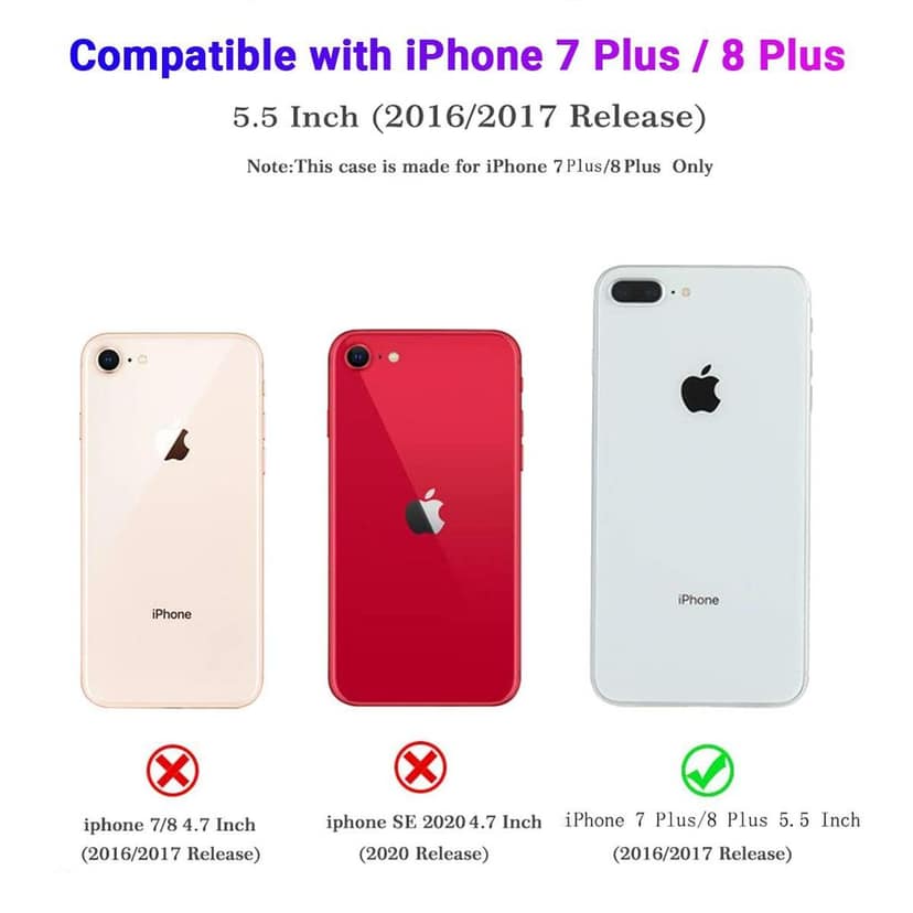 LIRAMARK PU Leather Flexible Back Cover Case Designed for iPhone 7 Plus / 8 Plus view 2