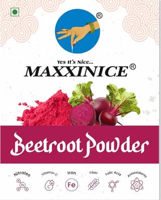 MAXXINICE Beetroot Powder - Rich in Nitrates, Vitamin C, Iron, Fiber, Folic Acid, Antioxidants