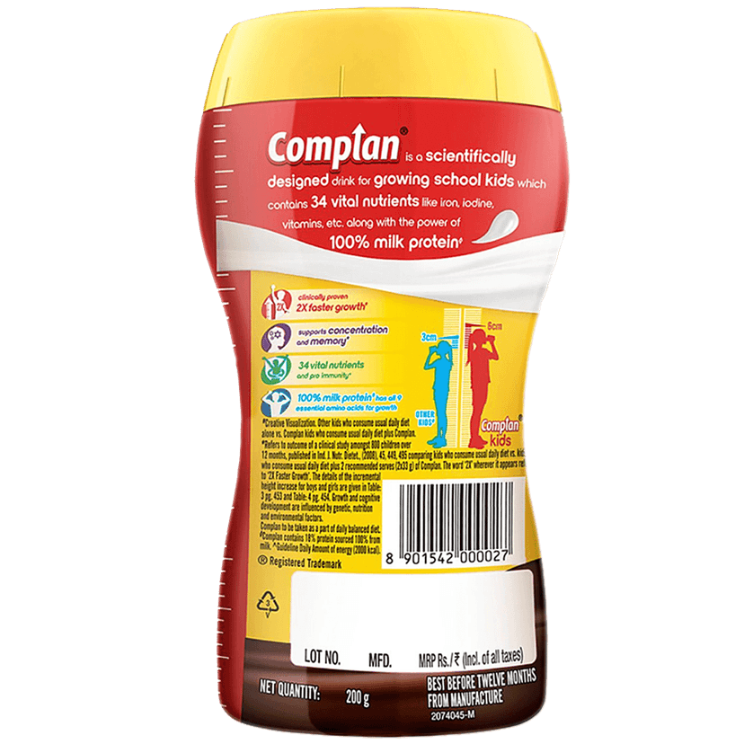 Complan Nutrition & Health Drink - Improves Concentration & Memory, Royale Chocolate Flavour, 200 G Jar view 2