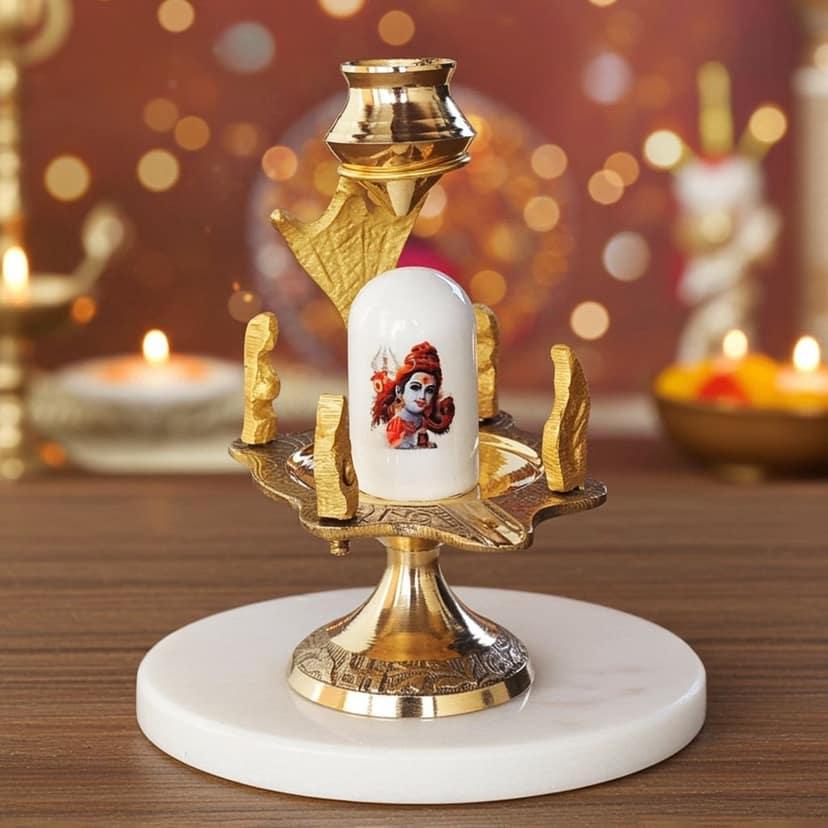 Brass Shiv Parivaar White Stone ? Size 1 Family Idol, Height : 4.5 Inch (ZMAS463 B)