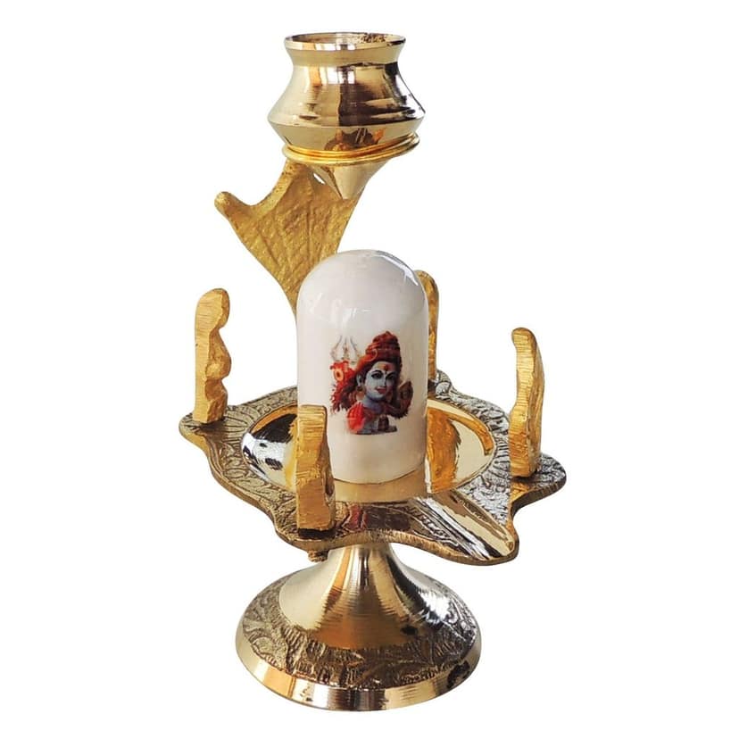Brass Shiv Parivaar White Stone ? Size 1 Family Idol, Height : 4.5 Inch (ZMAS463 B) view 2