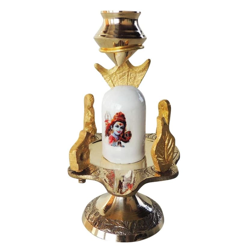 Brass Shiv Parivaar White Stone ? Size 1 Family Idol, Height : 4.5 Inch (ZMAS463 B) view 3