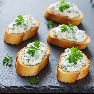 Sour Cream And Herb Crostini
