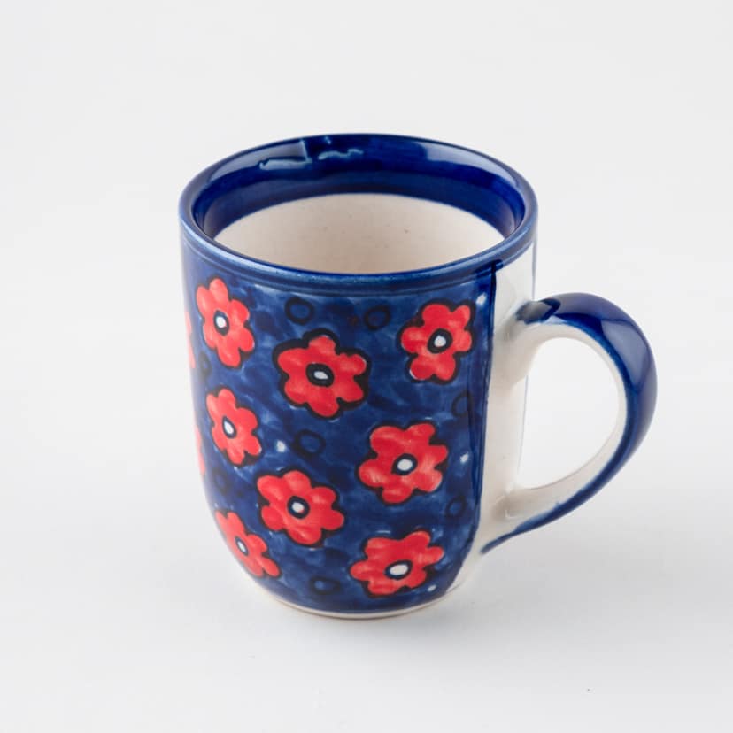 Blue Floral Ceramic Coffee Mug (U) view 2