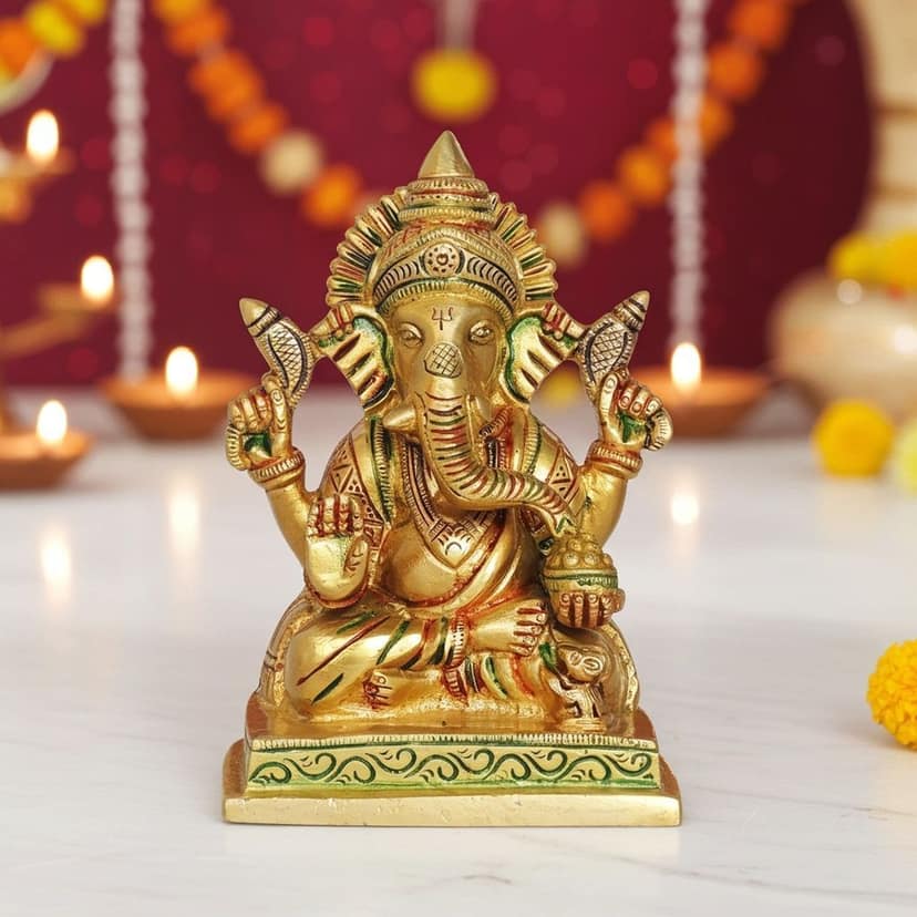 Brass Showpiece Ganesh Ji God Idol Statue (BSMAS1410 G)