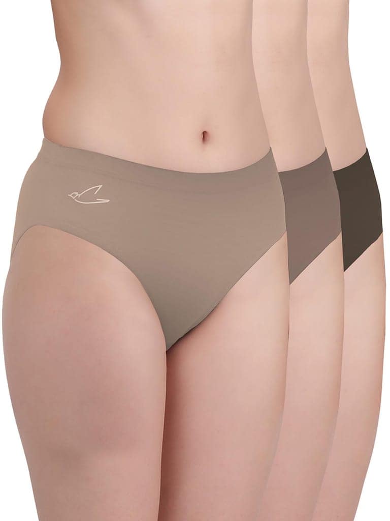 Freecultr Women’s Micromodal Mid-Rise Hipster | Super Soft & Breathable Fabric | Medium Rear Coverage | Comfortable Stretch Elastic | Pack of 3 |Color - Pink,Clay,Coffee