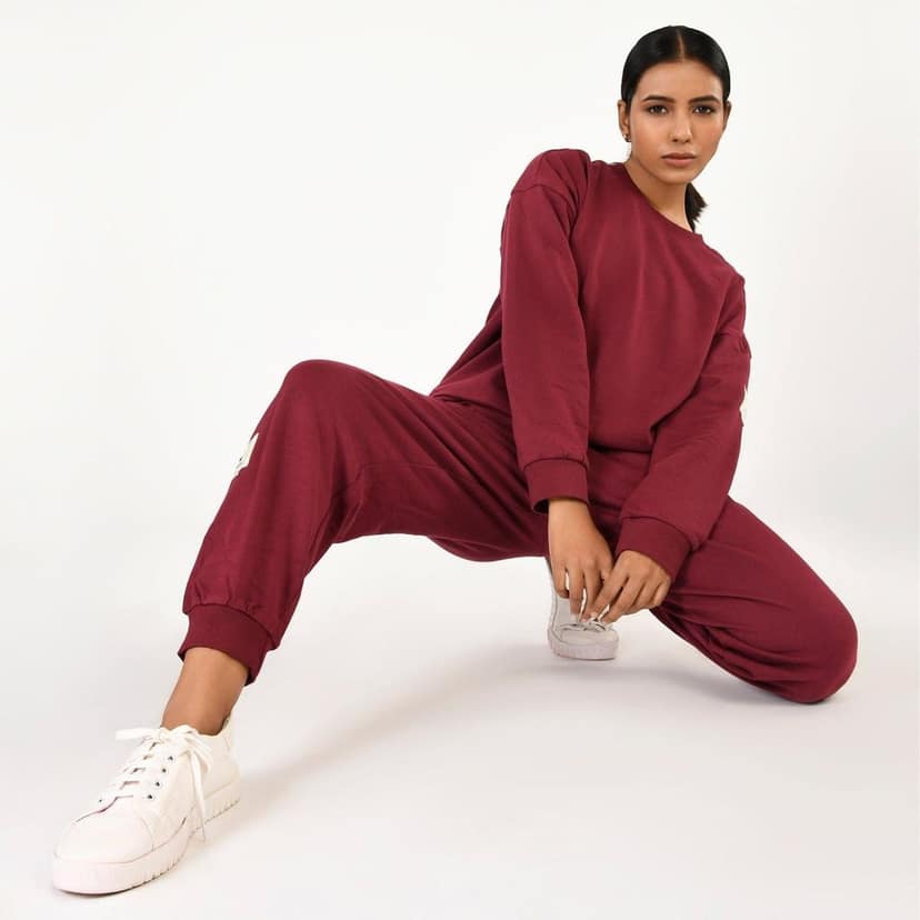 Get Cosy Joggers - Maroon view 4