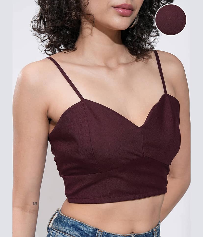 Tokyo Talkies Women's Polyester Regular Top ( Maroon ) view 5