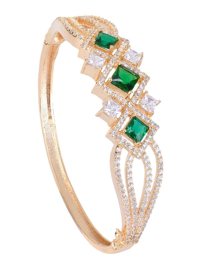 Gold plated Green AD studded handcrafted designer Bracelet for Women & Girls view 2