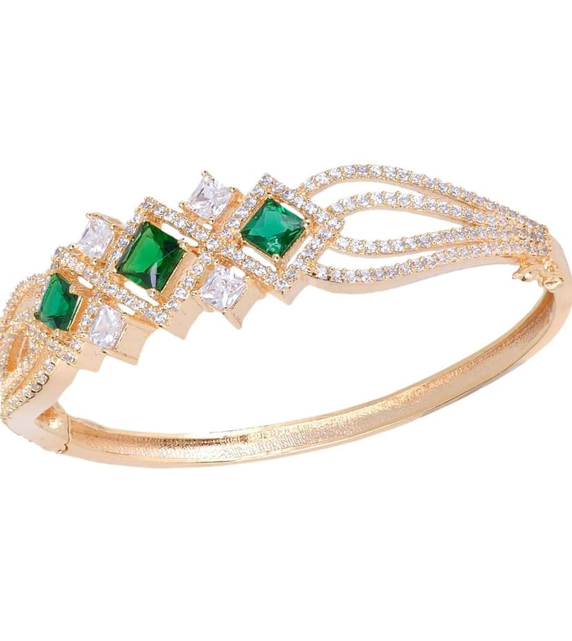 Gold plated Green AD studded handcrafted designer Bracelet for Women & Girls view 3