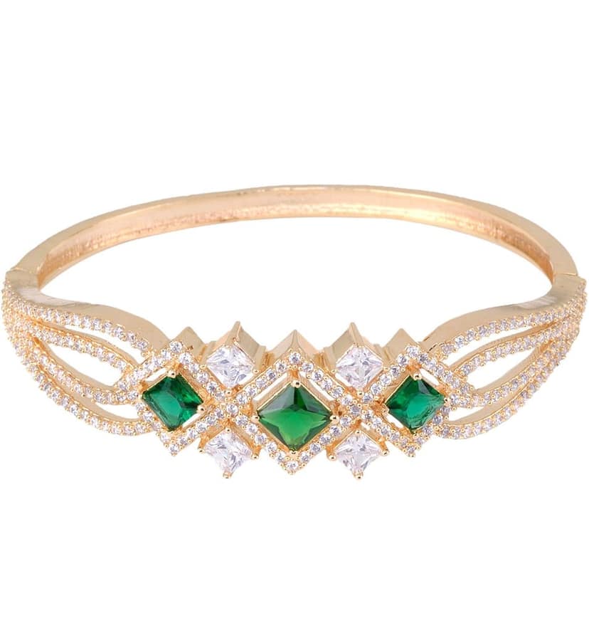 Gold plated Green AD studded handcrafted designer Bracelet for Women & Girls view 4